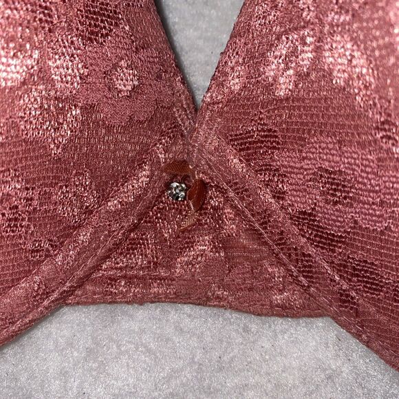 Victoria Secret Womens 36D Floral Lace Lined Push Up Bra Pink - Picture 2 of 8